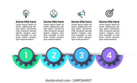 Infographic template with icons and 4 options or steps. Gears. Can be used for workflow layout, diagram, banner, webdesign. Vector illustration