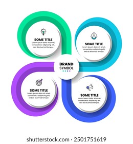 Infographic template with icons and 4 options or steps. Spiral. Can be used for workflow layout, diagram, banner, webdesign. Vector illustration