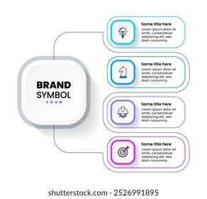 Plantilla de infografía con iconos y 4 opciones o pasos. Se puede utilizar para el diseño del flujo de trabajo, diagrama, Anuncio, diseño web. Ilustración vectorial