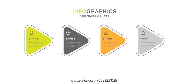 Modelo de infográfico com ícones e 4 opções ou etapas