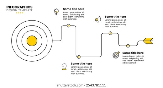 Infographic template with icons and 4 options or steps. Goal. Can be used for workflow layout, diagram, banner, webdesign. Vector illustration