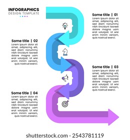 Infographic template with icons and 4 options or steps. Arrow. Can be used for workflow layout, diagram, banner, webdesign. Vector illustration