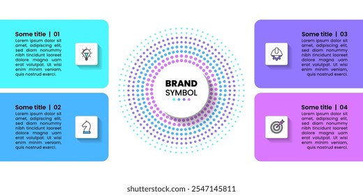 Infographic template with icons and 4 options or steps. Abstract circle. Can be used for workflow layout, diagram, banner, webdesign. Vector illustration