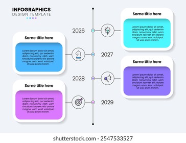 Infographic template with icons and 4 options or steps. Can be used for workflow layout, diagram, banner, webdesign. Vector illustration