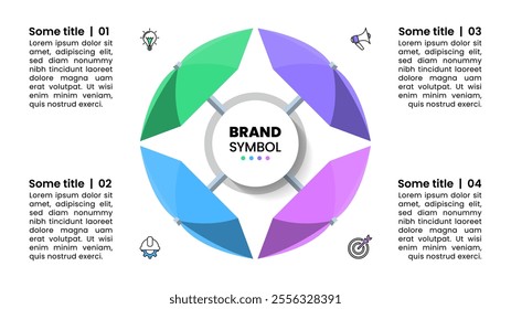 Infographic template with icons and 4 options or steps. Umbrella. Can be used for workflow layout, diagram, banner, webdesign. Vector illustration