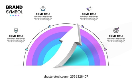 Infographic template with icons and 4 options or steps. Arrow. Can be used for workflow layout, diagram, banner, webdesign. Vector illustration