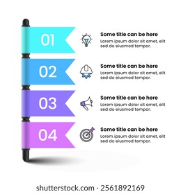 Infographic template with icons and 4 options or steps. Flags. Can be used for workflow layout, diagram, banner, webdesign. Vector illustration