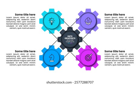 Infographic template with icons and 4 options or steps. Gears. Can be used for workflow layout, diagram, banner, webdesign. Vector illustration