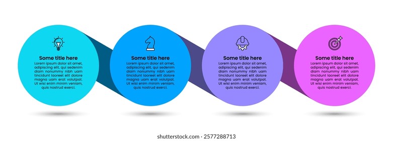 Infographic template with icons and 4 options or steps. Connected circles. Can be used for workflow layout, diagram, banner, webdesign. Vector illustration