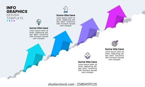 Infographic template with icons and 4 options or steps. Arrows. Can be used for workflow layout, diagram, banner, webdesign. Vector illustration