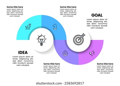 Infographic template with icons and 4 options or steps. Spiral. Can be used for workflow layout, diagram, banner, webdesign. Vector illustration