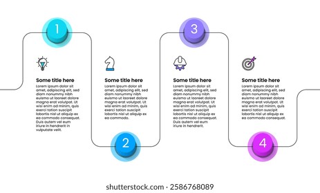 Infographic template with icons and 4 options or steps. Line. Can be used for workflow layout, diagram, banner, webdesign. Vector illustration