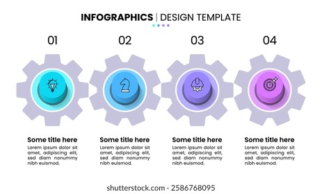 Infographic template with icons and 4 options or steps. Gears. Can be used for workflow layout, diagram, banner, webdesign. Vector illustration