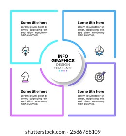 Infographic template with icons and 4 options or steps. Square. Can be used for workflow layout, diagram, banner, webdesign. Vector illustration