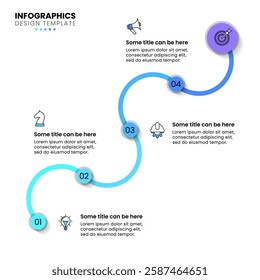 Infographic template with icons and 4 options or steps. Diagonal line. Can be used for workflow layout, diagram, banner, webdesign. Vector illustration