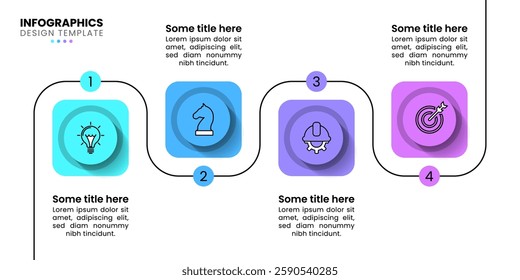 Infographic template with icons and 4 options or steps. Line. Can be used for workflow layout, diagram, banner, webdesign. Vector illustration