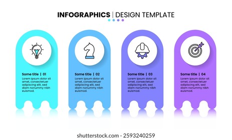 Infographic template with icons and 4 options or steps. Can be used for workflow layout, diagram, banner, webdesign. Vector illustration