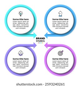 Infographic template with icons and 4 options or steps. Circles. Can be used for workflow layout, diagram, banner, webdesign. Vector illustration