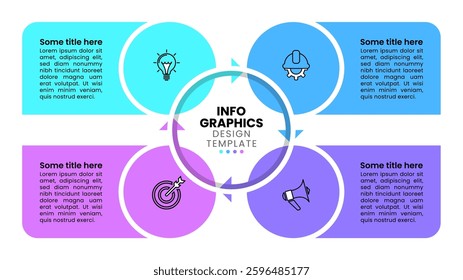 Infographic template with icons and 4 options or steps. Can be used for workflow layout, diagram, banner, webdesign. Vector illustration