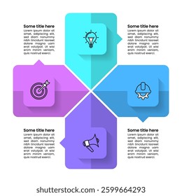 Infographic template with icons and 4 options or steps. Cross. Can be used for workflow layout, diagram, banner, webdesign. Vector illustration