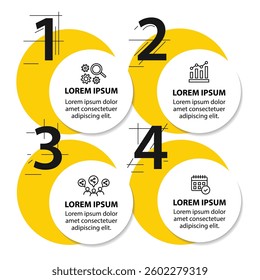 Infographic template with icons and 4 options or 4 steps. Can be used for workflow layout, diagram, timeline, banner, webdesign, business report, presentation. Vector illustration.