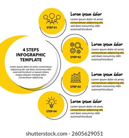Infographic template with icons and 4 options or 4 steps. Can be used for workflow layout, diagram, timeline, banner, webdesign, business report, presentation. Vector illustration.