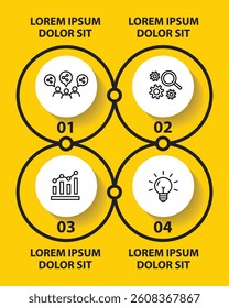 Infographic template with icons and 4 options or 4 steps. Can be used for workflow layout, diagram, timeline, banner, webdesign, business report, presentation. Vector illustration.