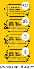 Infographic template with icons and 4 options or 4 steps. Can be used for workflow layout, diagram, timeline, banner, webdesign, business report, presentation. Vector illustration.