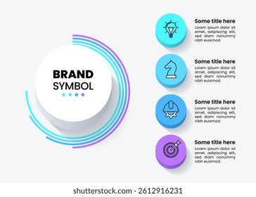 Infographic template with icons and 4 options or steps. Buttons. Can be used for workflow layout, diagram, banner, webdesign. Vector illustration