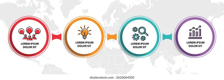 Infographic template with icons and 4 options or 4 steps. Can be used for workflow layout, diagram, timeline, banner, webdesign, business report, presentation. Vector illustration.