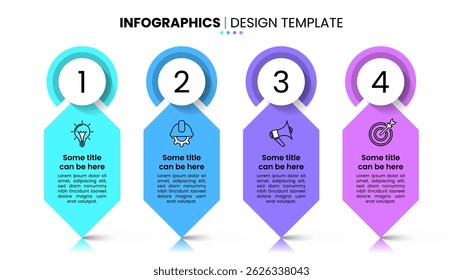 Infographic template with icons and 4 options or steps. Can be used for workflow layout, diagram, banner, webdesign. Vector illustration