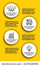 Plantilla de infografía con iconos y 4 opciones o 4 pasos. Se puede utilizar para el diseño del flujo de trabajo, diagrama, línea de tiempo, Anuncio, diseño web, informe de negocios, presentación. Ilustración vectorial.