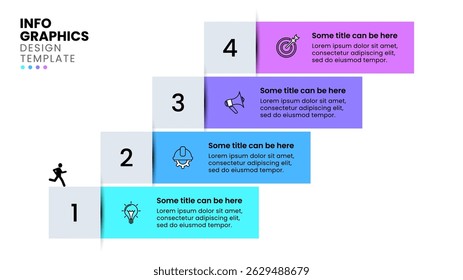 Infographic sjabloon met pictogrammen en 4 opties of stappen. Trap. Kan worden gebruikt voor workflow lay-out, diagram, banner, webdesign. Vectorillustratie