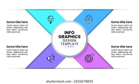 Infographic template with icons and 4 options or steps. Cross. Can be used for workflow layout, diagram, banner, webdesign. Vector illustration