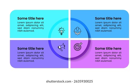 Infographic template with icons and 4 options or steps. Can be used for workflow layout, diagram, banner, webdesign. Vector illustration