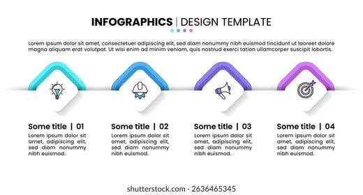 Infographic template with icons and 4 options or steps. Hidden squares. Can be used for workflow layout, diagram, banner, webdesign. Vector illustration