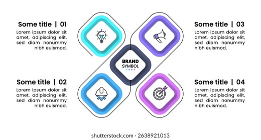 Infographic template with icons and 4 options or steps. Squares. Can be used for workflow layout, diagram, banner, webdesign. Vector illustration