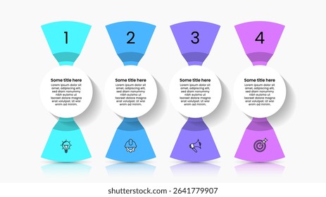 Infographic template with icons and 4 options or steps. Can be used for workflow layout, diagram, banner, webdesign. Vector illustration