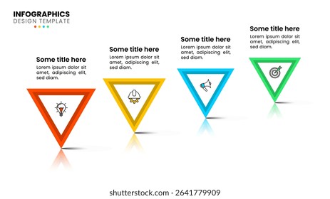 Infographic template with icons and 4 options or steps. Triangles. Can be used for workflow layout, diagram, banner, webdesign. Vector illustration