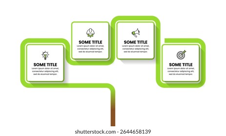 Infographic template with icons and 4 options or steps. Abstract tree. Can be used for workflow layout, diagram, banner, webdesign. Vector illustration