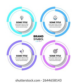 Infographic template with icons and 4 options or steps. Circles. Can be used for workflow layout, banner, diagram, webdesign. Vector illustration
