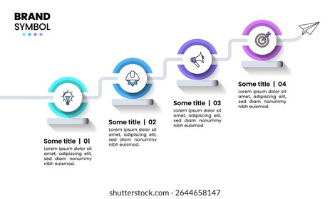 Infographic sjabloon met pictogrammen en 4 opties of stappen. Trap. Kan worden gebruikt voor workflow lay-out, banner, diagram, webdesign. Vectorillustratie