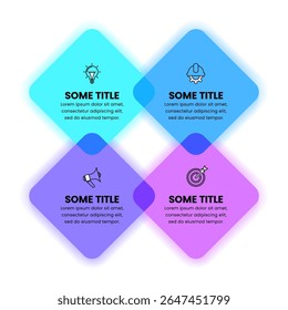 Infographic sjabloon met pictogrammen en 4 opties of stappen. Vierkantjes. Kan worden gebruikt voor workflow lay-out, diagram, banner, webdesign. Vectorillustratie
