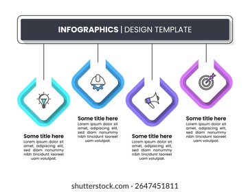 Infographic template with icons and 4 options or steps. Can be used for workflow layout, diagram, banner, webdesign. Vector illustration