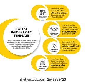 Infographic template with icons and 4 options or 4 steps. Can be used for workflow layout, diagram, timeline, banner, webdesign, business report, presentation. Vector illustration.