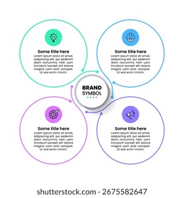 Infographic template with icons and 4 options or steps. Circles. Can be used for workflow layout, diagram, banner, webdesign. Vector illustration