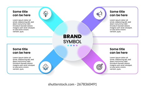 Infographic template with icons and 4 options or steps. Glass circle. Can be used for workflow layout, diagram, banner, webdesign. Vector illustration