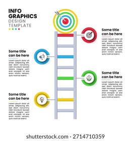 Plantilla de infografía con iconos y 4 opciones o pasos. Escalera. Se puede utilizar para el diseño del flujo de trabajo, diagrama, Anuncio, diseño web. Ilustración vectorial