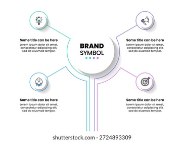 Plantilla de infografía con iconos y 4 opciones o pasos. Se puede utilizar para el diseño del flujo de trabajo, diagrama, Anuncio, diseño web. Ilustración vectorial
