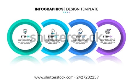 Infographic template with icons and 4 options or steps. Linked circles. Can be used for workflow layout, diagram, banner, webdesign. Vector illustration